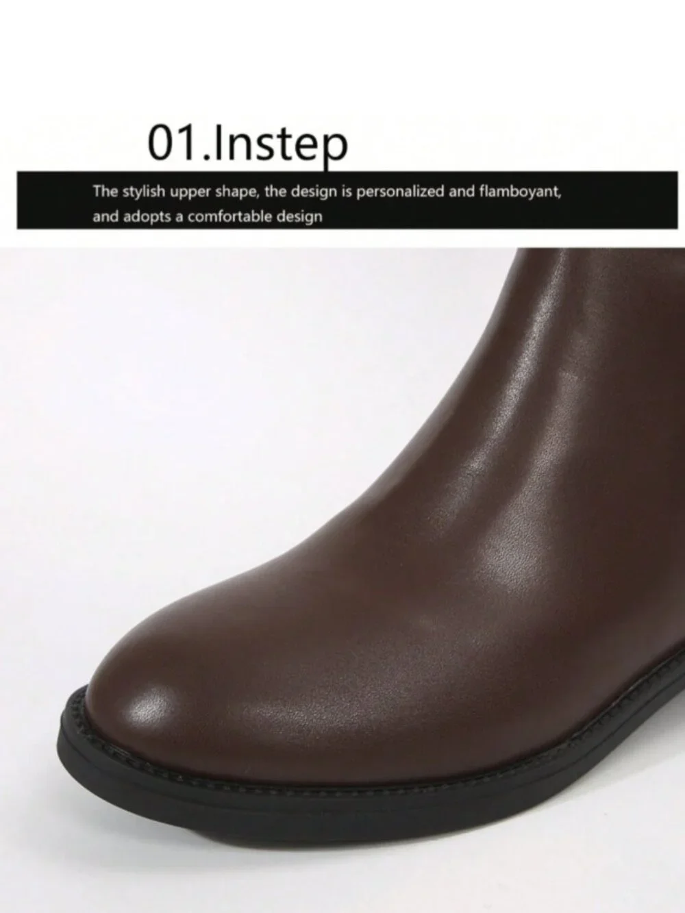 Women's Brown PU Leather Knee High Riding Boots Buckle Zip Equestrian Style Boot
